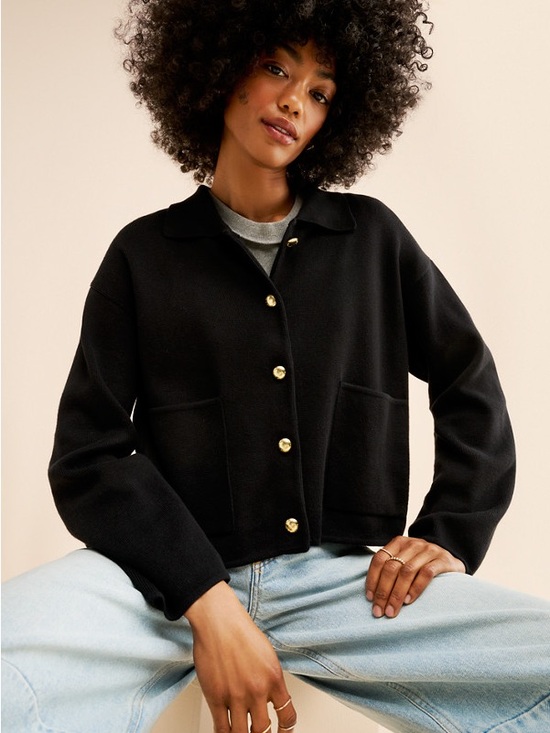 Barbour Sweaters - Barbour Noelle Knitted Cardigan Black Sz 8